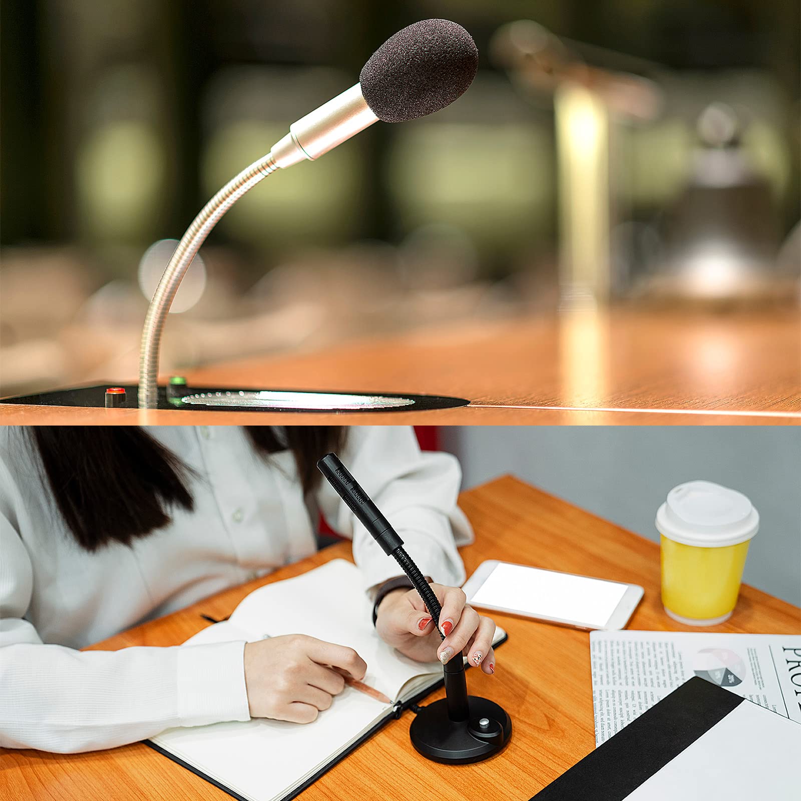 PATIKIL Microphone Flange Mount, 2 Pack M10 Fine Thread Female Thread Nut Screw Round Base for Microphone Gooseneck Hose Adapter